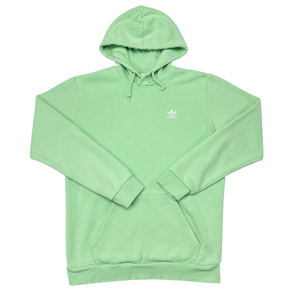 Adidas Essentials Hoodie Sweatshirt Mens Size Small Green Pullover Fleece